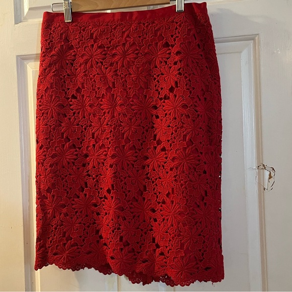 Talbots Dresses & Skirts - Talbots Red Floral Lace Pencil Skirt